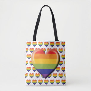 Bolsa Tote Design do Coração Mínimo do Arco-Íris Elelgant