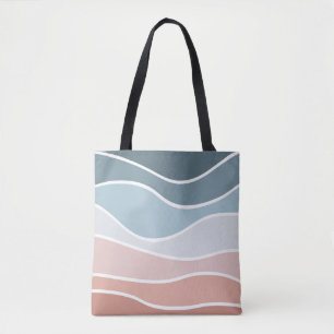 Bolsa Tote Design do estilo retro azul e rosa
