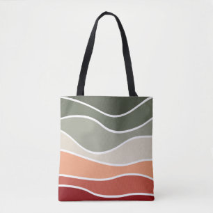 Bolsa Tote Design do estilo retrô verde e vermelho