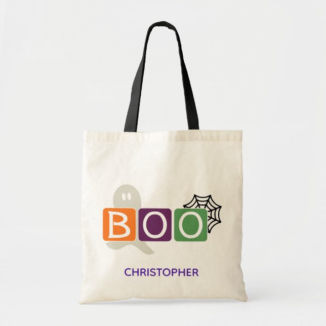 Bolsa Tote Design do Halloween BOO personalizado (Frente)