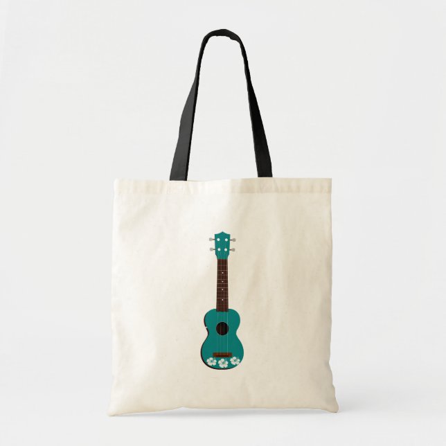 Bolsa Tote design do hibiscus do ukulele da cerceta (Frente)