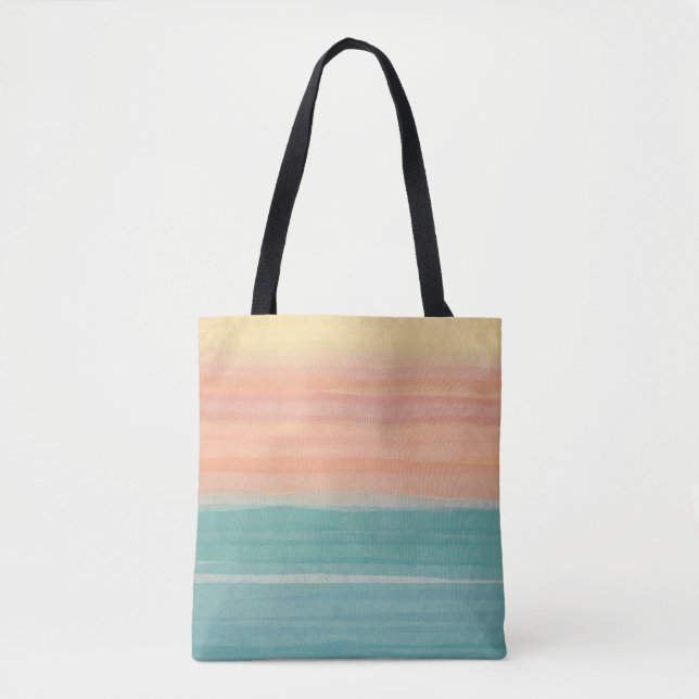 Bolsa Tote Design do nascer do sol de arte em linhaça (Frente)