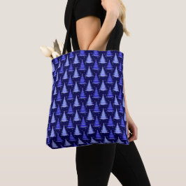 Bolsa Tote Design do padrão azul da árvore de Natal