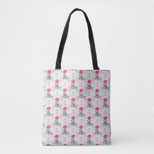 Bolsa Tote Design do Padrão do Pilha do Flor da rosa vermelha