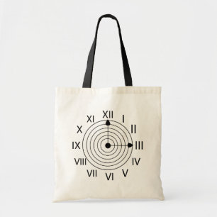 Bolsa Tote Design do relógio romano preto e branco