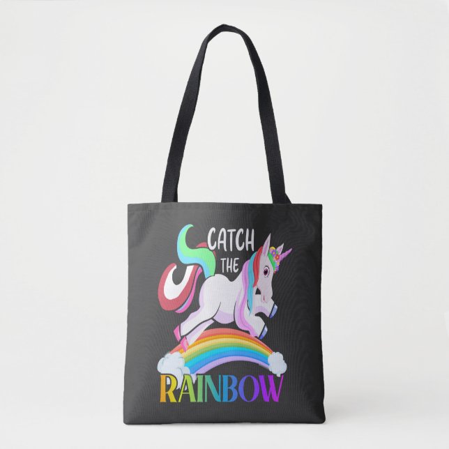 Bolsa Tote Design do Unicórnio do Arco-íris (Frente)