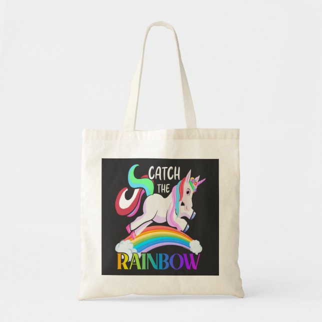 Bolsa Tote Design do Unicórnio do Arco-íris (Frente)