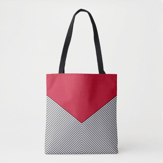 Bolsa Tote Design e triângulo vermelho, preto e branco (Frente)