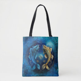 Bolsa Tote Design em Aquarela do Signo de Peixes