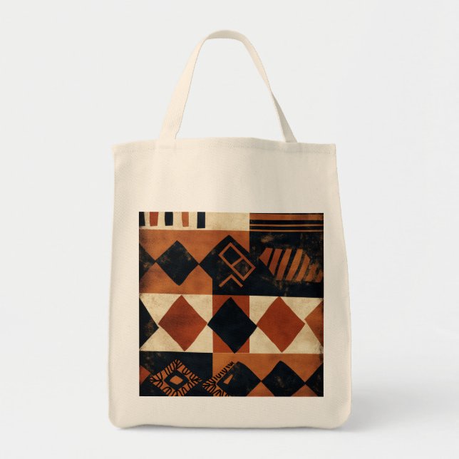 Bolsa Tote design ertical com elementos africanos (Frente)