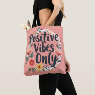 Bolsa Tote Design Floral Apenas Vibes Positivas