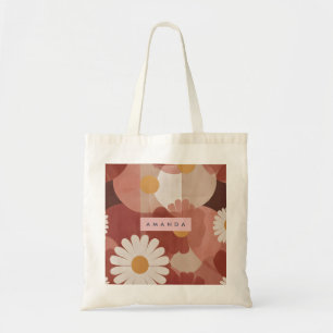 Bolsa Tote Design Floral de Margarida em Terracota Retro Pers