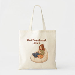 Bolsa Tote Design fofo de clube de café e gato