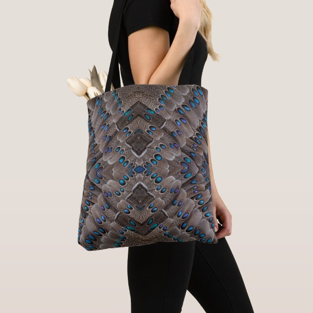 Bolsa Tote Design Fractal Pena de Faisão (Close Up)