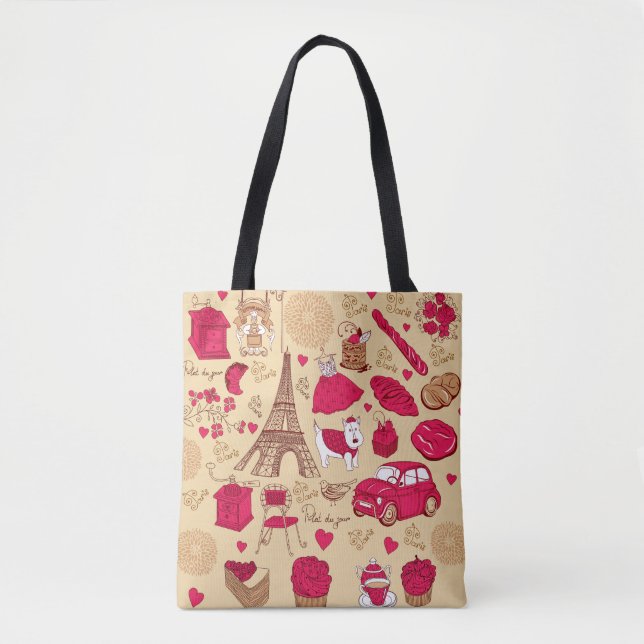 Bolsa Tote Design francês Whimsical (Frente)
