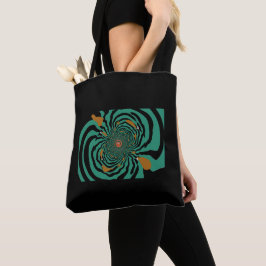 Bolsa Tote Design Fratural Preto e Teal Moderno