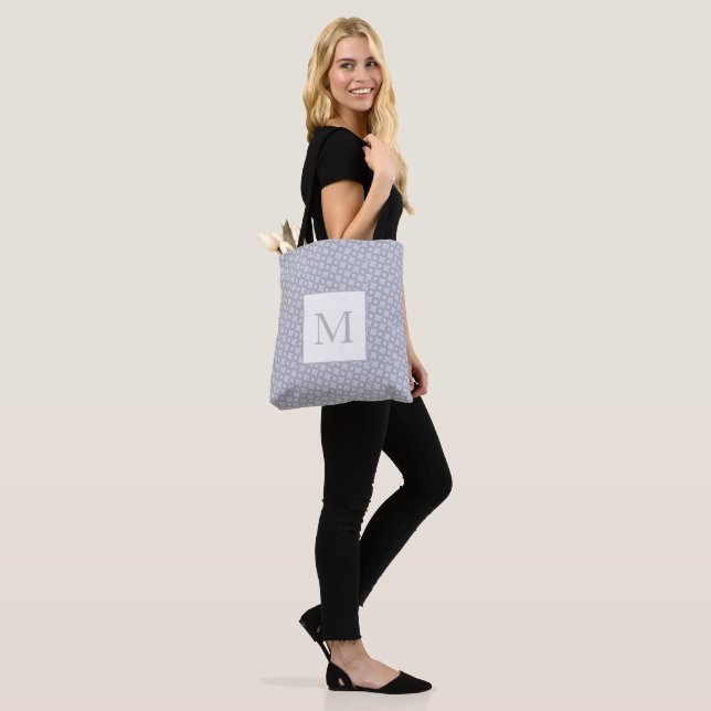 Bolsa Tote Design Geométrica Moderna de Monograma - Cinza Ros (No(a) Modelo)