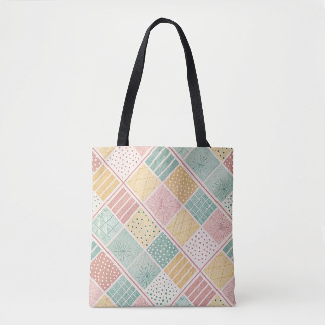 Bolsa Tote Design Geométrico de Meados do Século com Pontos e (Frente)