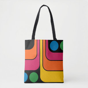 Bolsa Tote Design Geométrico Estilo Retro Mod Anos 70