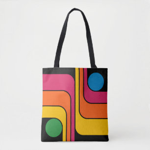 Bolsa Tote Design Geométrico Estilo Retro Mod dos Anos 70