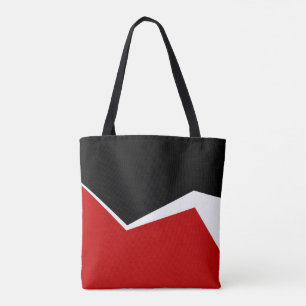 Bolsa Tote Design Geométrico Vermelho Branco e Moderno Dourad