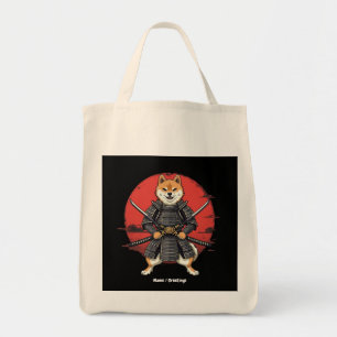 Bolsa Tote Design Gráfico de Arte Japonesa Shiba Inu Samurai