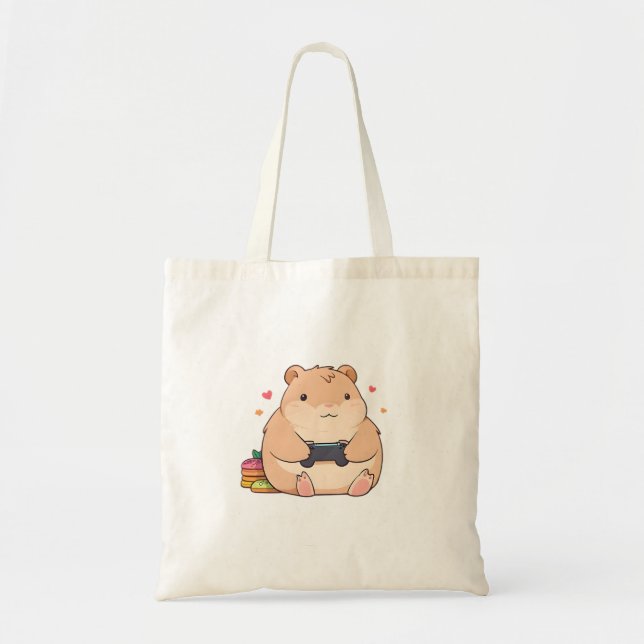 Bolsa Tote Design Kawaii Capivara Gamer Fofa (Frente)