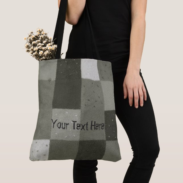 Bolsa Tote design knittted preto e branco dos retalhos do (Close Up)