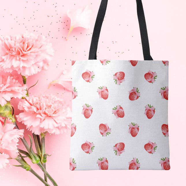 Bolsa Tote Design Moderno de Morango Fofo (Criador carregado)