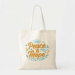 Bolsa Tote Design moderno inspirador de paz e esperança para