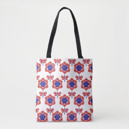 Bolsa Tote Design Patriótico da Flor Azul Branco Vermelho