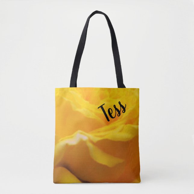 Bolsa Tote Design personalizado da flor do rosa amarelo (Frente)