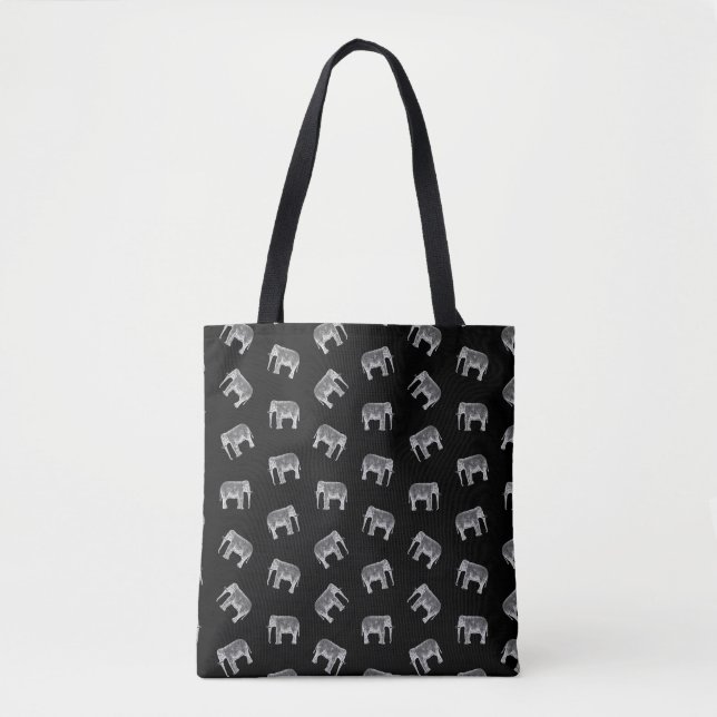 Bolsa Tote Design preto & branco do teste padrão retro do (Frente)