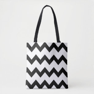 Bolsa Tote Design preto-branco-do-zigue-zagão-do-guará