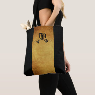 Bolsa Tote Design preto clássico e Dourado monograma