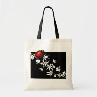 Bolsa Tote Design preto do coração do joaninha do clematis