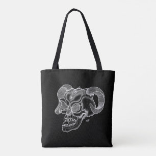 Bolsa Tote Design preto e branco do cabeça do diabo