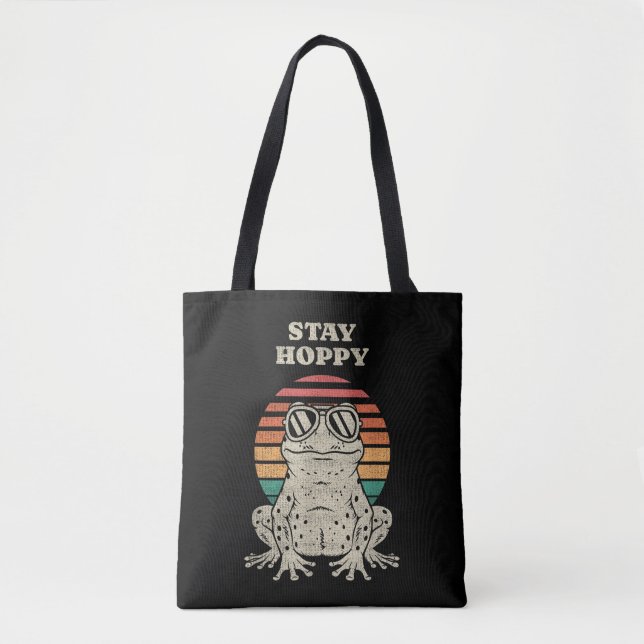 Bolsa Tote Design Retrô Divertido de Sapo Amante de Sapo  (Frente)
