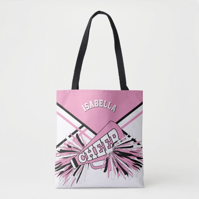 Bolsa Tote Design rosa, Cheerleader preto e branco (Frente)