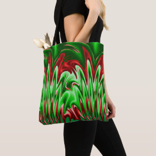 Bolsa Tote Design Verde e Vermelho Flamejante