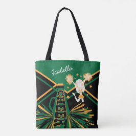 Bolsa Tote Design verde, preto e Dourado bonito do