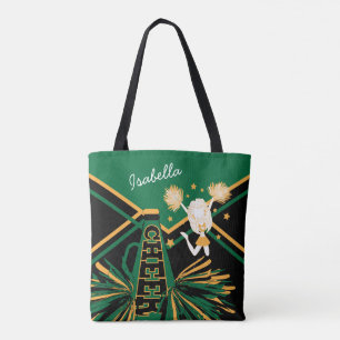 Bolsa Tote Design verde, preto e Dourado bonito do