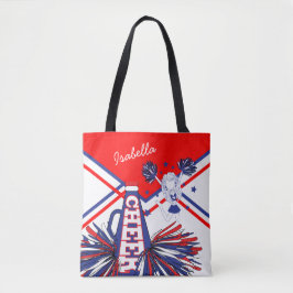 Bolsa Tote Design vermelho, branco e Cheerleader azul