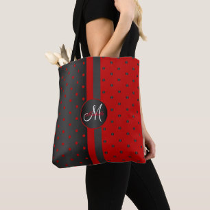 Bolsa Tote Design vermelho e preto das bolinhas