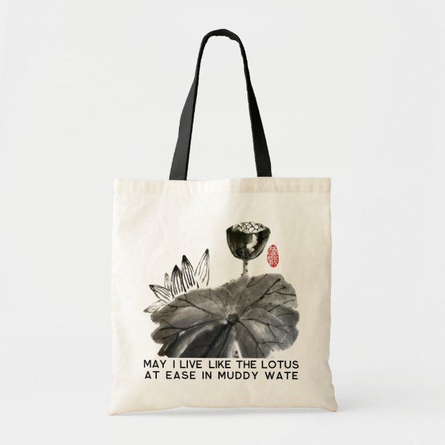 Bolsa Tote Design Zen Lotus/Estilo de Vida Zen (Frente)
