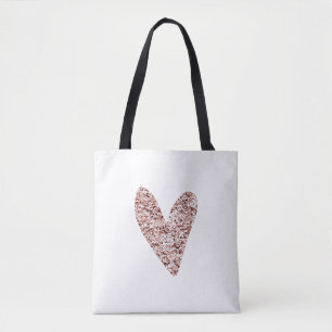 Bolsa Tote Designs de brilho do coração com clipe Dourado ros