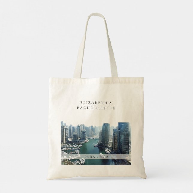 Bolsa Tote Despedida de Solteira em Watercolor de Dubai (Verso)