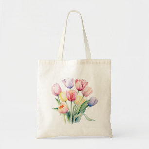 Bolsa Tote Despertar primavera - Tulipas de Aquarela
