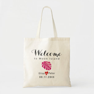Bolsa Tote Destino da folha magenta tropical de casamento bem