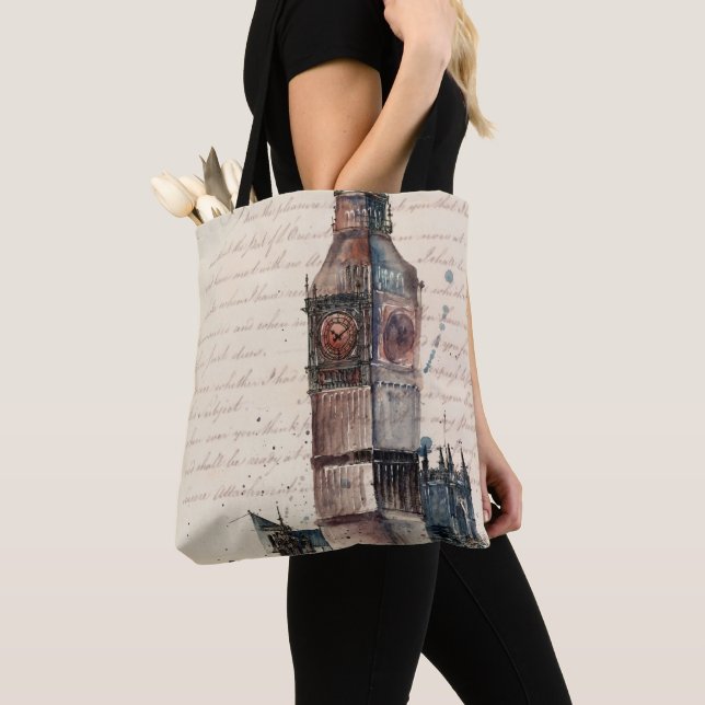 Bolsa Tote Destinos | Letras Vintage Do Big Ben (Close Up)